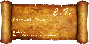Czirmai Irma névjegykártya
